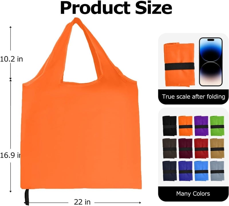 Criyar Foldable Shopping Bag, Washable Reusable Grocery with Holder, Nylon Tote Bags - Image 2
